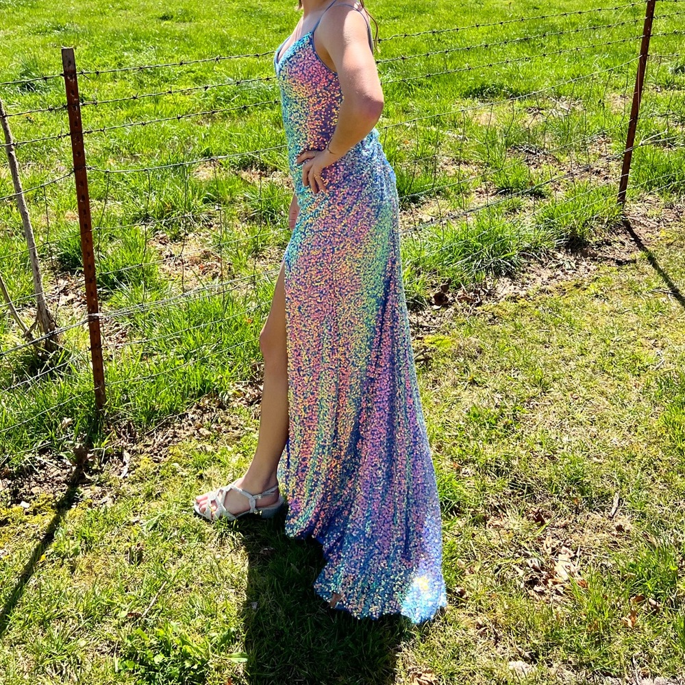 Dave and Johnny formal dress in Ice Blue. Size 7/8, worn once.